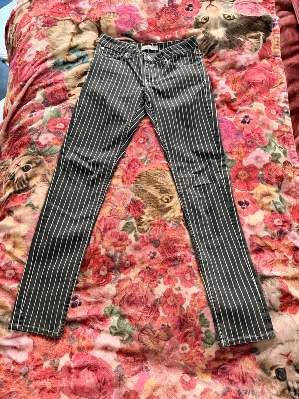 Sandro Paris Dark Gray & White Striped Denim Jeans Size 38 Small